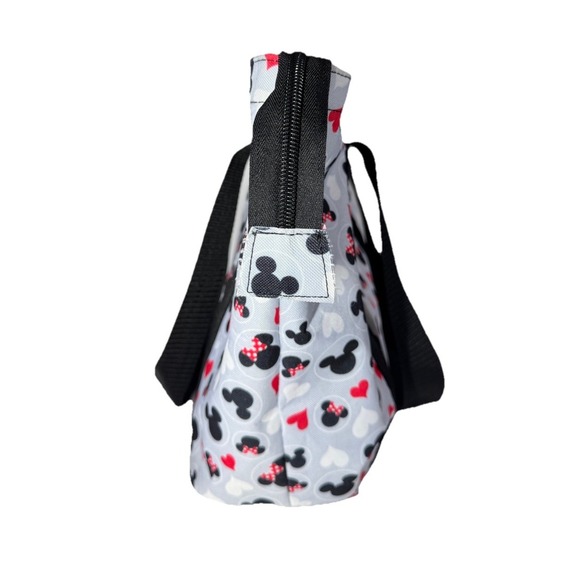 Disney Mickey & Minnie Zip Top Iconic Print Heart Travel Tote Bag - Picture 5 of 14